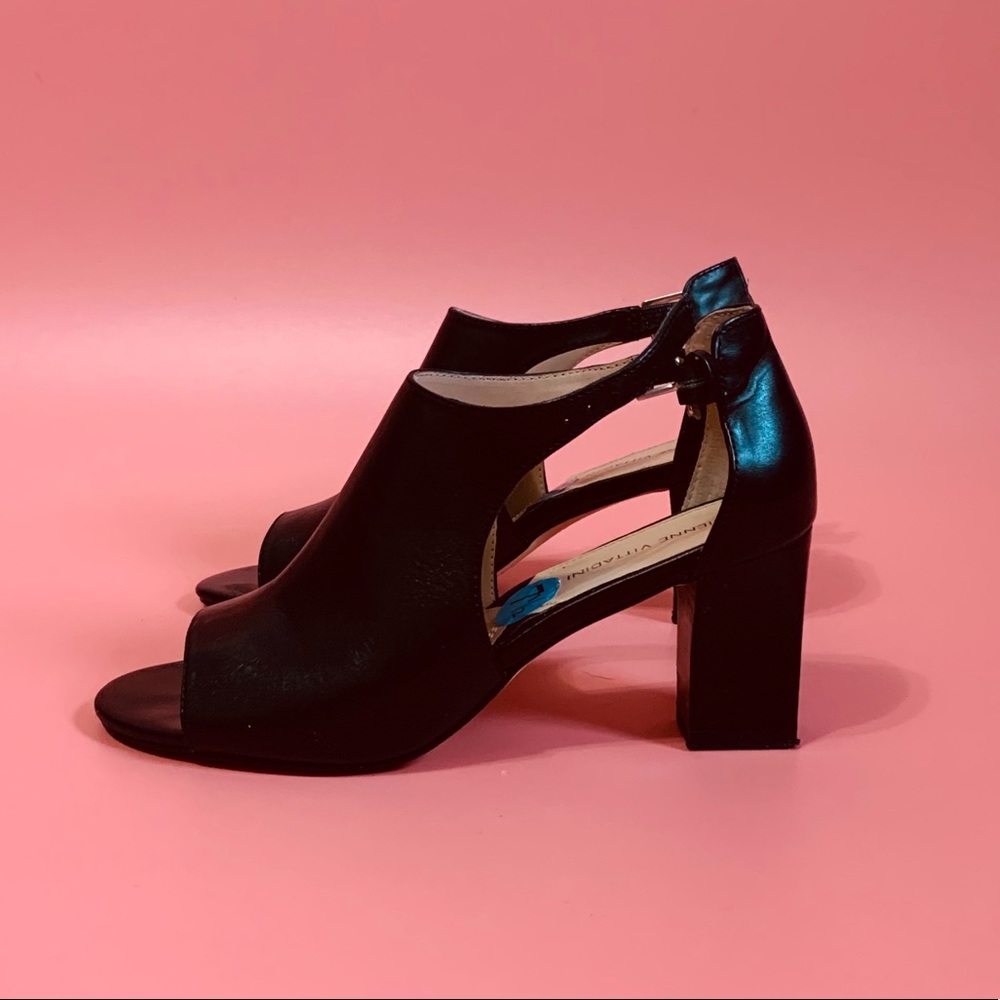 ADRIENNE VITTADINI black leather Open Toe Boots